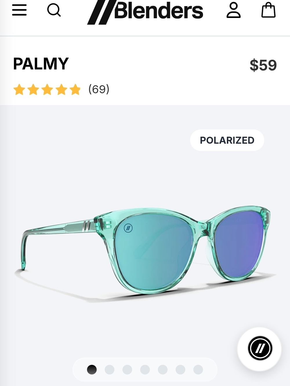 NWT Blenders Palmy Sunglasses Crystal Aqua